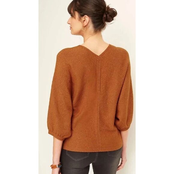 J. Jill Pure‎ Jill Tweed Double-V Sweater Size S Retail $89 NWT Burnt Orange - Picture 3 of 10